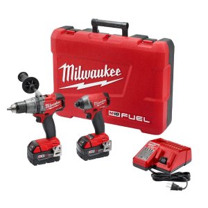 Milwaukee M18 FUEL 18-Volt Lithium-Ion Brushless Cordless Hammer Drill/Impact Driver Combo Kit (2-Tool) w/(2) 5Ah Batteries, Case