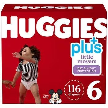 Little Movers Plus Diapers, Size 6, 116 ct