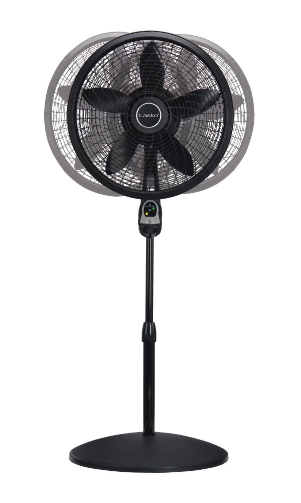 18" 3-Speed Oscillating Cyclone Pedestal Fan with Remote and Timer, 1843, Black