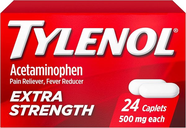 Extra Strength Caplets with 500 mg Acetaminophen, Pain Reliever & Fever Reducer, 24 ct