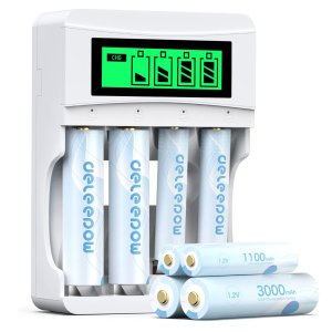 Deleepow Rechargeable Batteries with LCD Charger