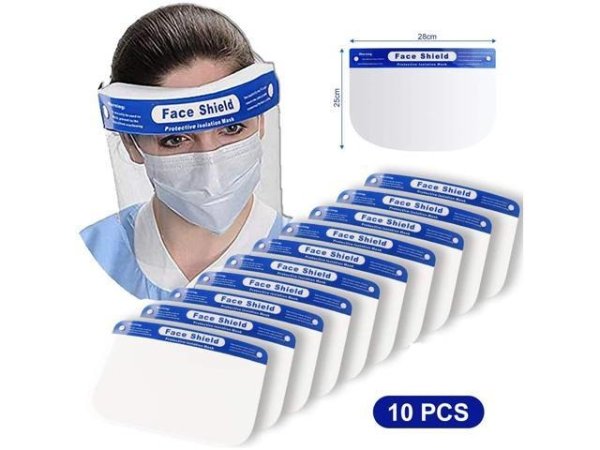 Face Shield, 10 Pack Anti-fog Full Safety Face Shield, Universal Reusable Face Protective Visor for Eye Head Protection, Anti-Spitting Splash Facial Cover for Women and Men - 10 Pack - Newegg.com
