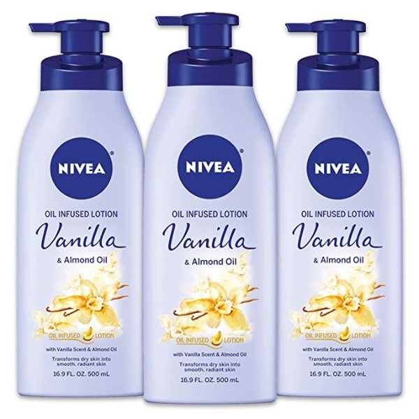 Vanilla and Almond Oil Infused Body Lotion, 16.9 Fl. Oz (Pack of 3)