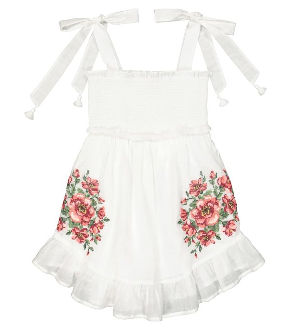 Poppy embroidered cotton voile dress