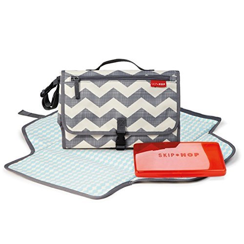 Baby Pronto Portable Changing Station with Cushioned Changing Mat and Wipes Case, 3 Pockets, Chevron