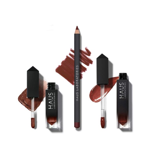 By Lady Gaga: HAUS OF COLLECTIONS | ($64 Value) Makeup Kit with Bag, Liquid Eyeshadow, Lip Liner Pencil, and Lip Gloss Available in 13 Sets, Vegan & Cruelty-Free | 3-Piece Value Set