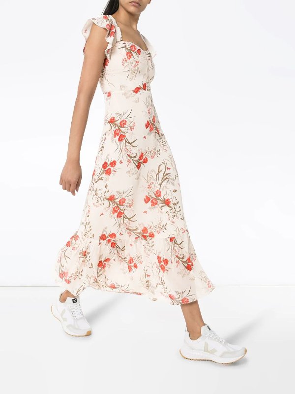 Butterfly floral-print maxi dress