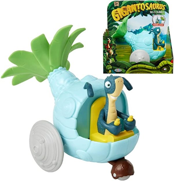 Bill's Bubble Toy Vehicle Bounces Up & Down, 6.5" Long, 4" Tall - Easy for Little Hands to Push Along - Dino Car Toys for Toddler Kids Boys & Girls