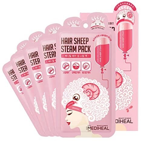 Hair Sheep Steam Pack 5 Sheets - Intense Hair Repair Sheet Mask for Damaged, Rough Hair, Home Hair Therapy Mask
