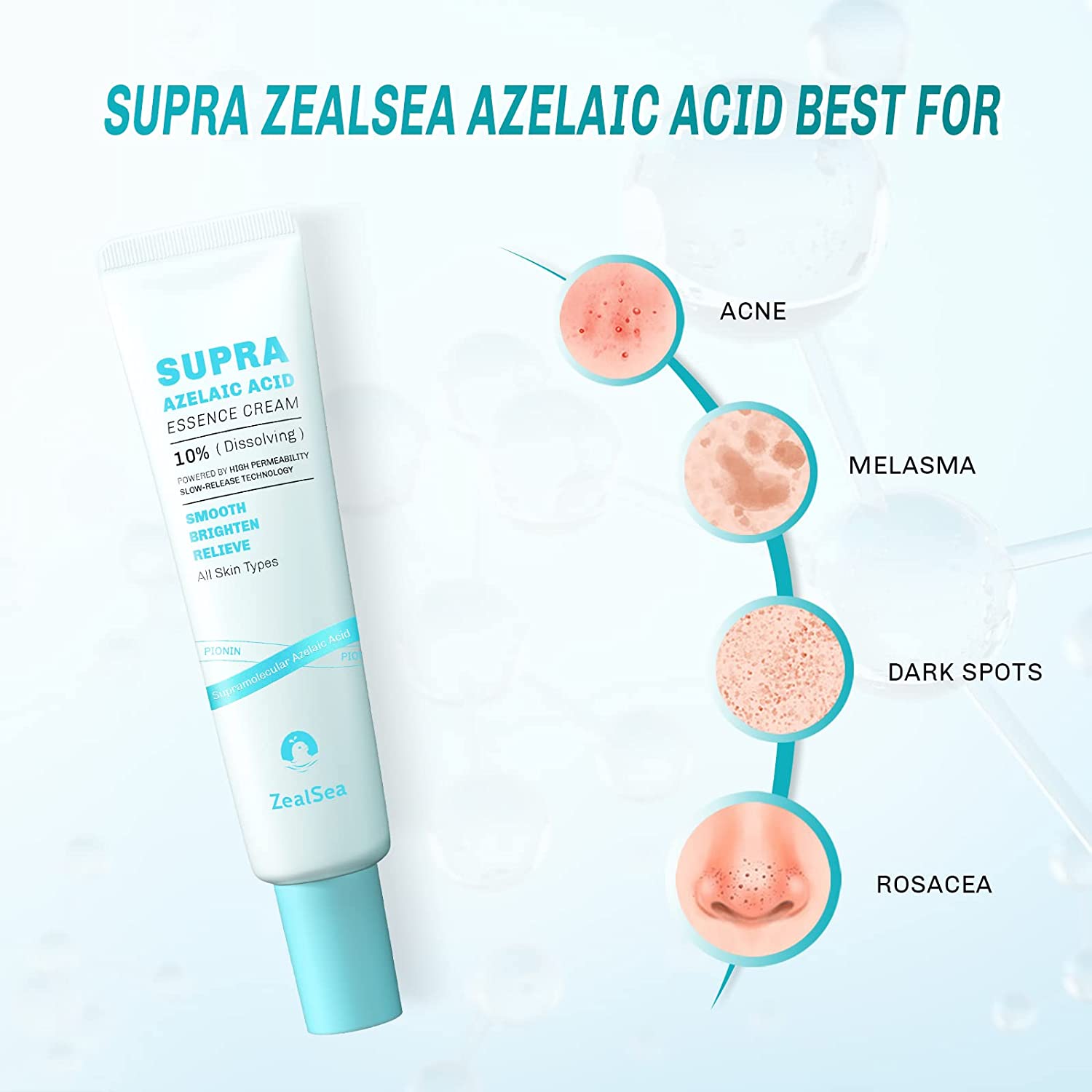 ZealSea 壬二酸 10% 面霜，用于缓解面部红肿，治疗酒渣鼻痤疮，粉刺,平衡油脂