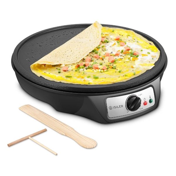ISILER Nonstick Electric Pancakes Maker Griddle, 12 inches