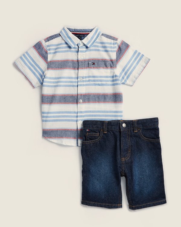 (Toddler Boys) Two-Piece Stripe Sport Shirt & Shorts Set