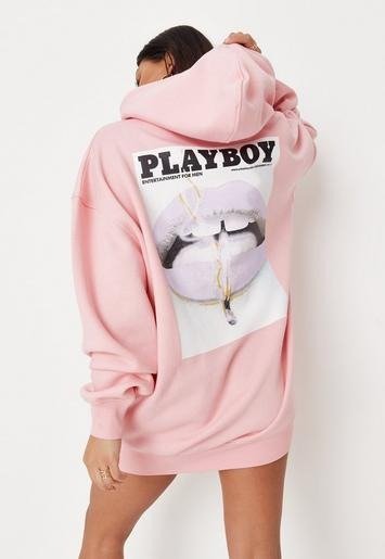 - Playboy xPink Graphic Print Hoodie Sweater Dress