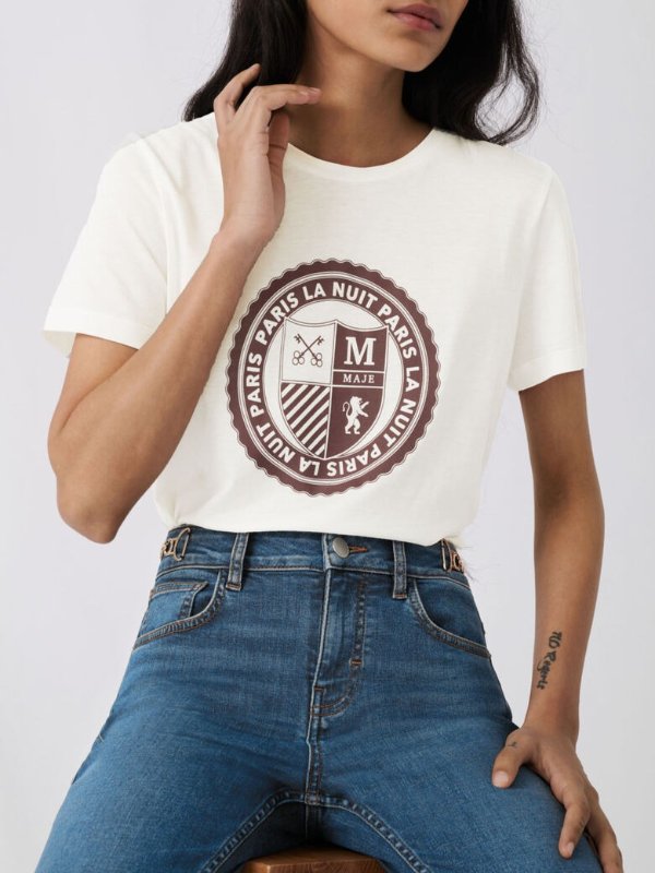 Screen-printed college-style T-shirt
