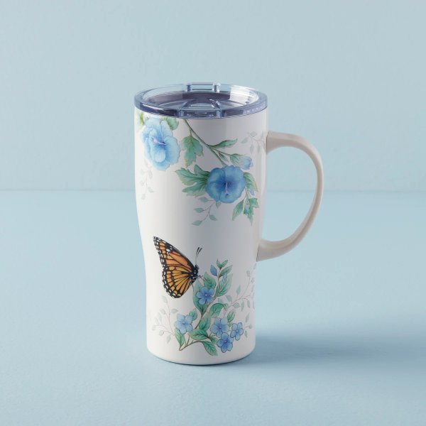 Butterfly Meadow Blue Stainless Car Coffee Mug