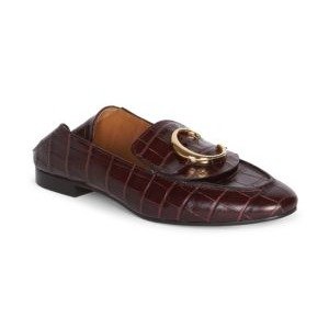 - C Croc-Embossed Leather Loafers