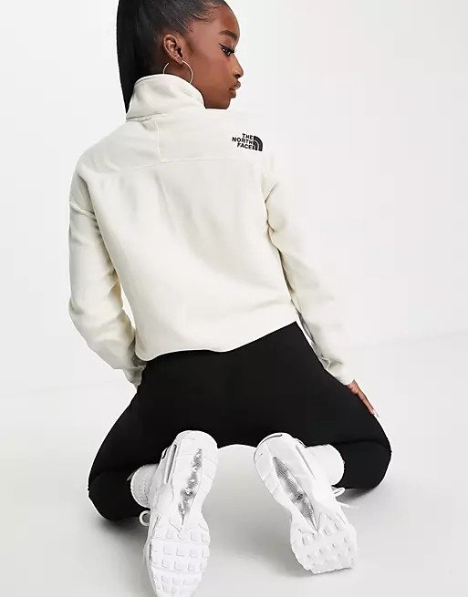 Embroidered Glacier cropped fleece in white Exclusive to ASOS
