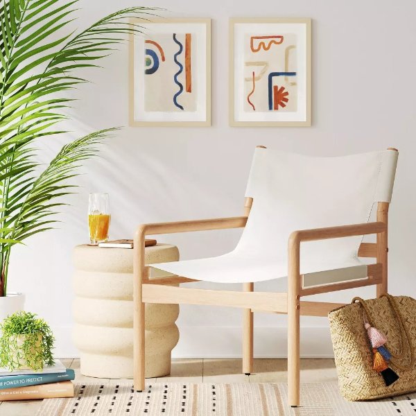 Northlake Dowel Frame Sling Accent Chair Canvas Cream - Threshold™