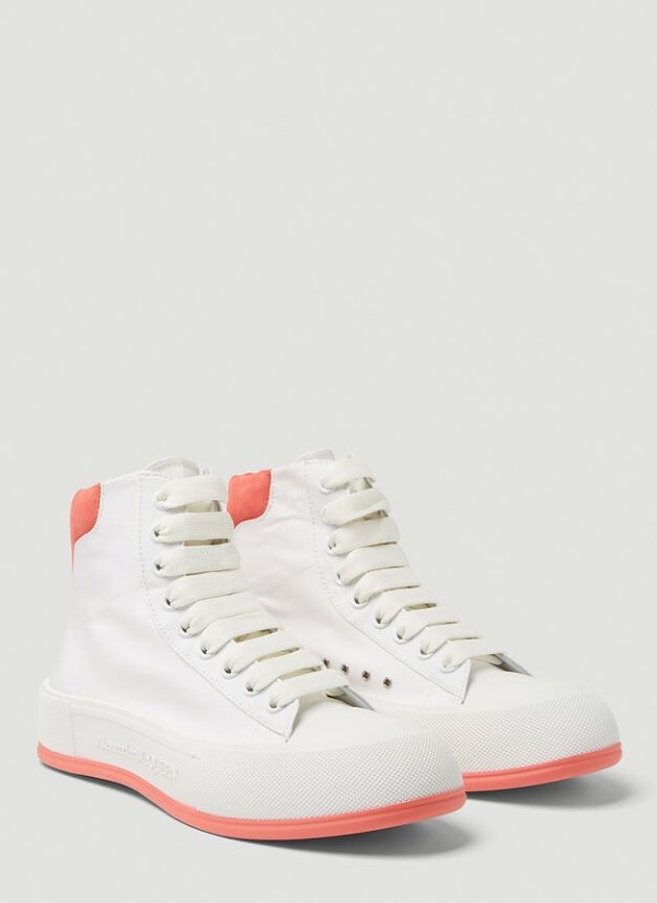Deck Plimsoll High-Top Sneakers in White