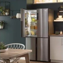 Haier HRQ16N3BGS 33 Inch 4-Door Counter Depth French Door Refrigerator with Quick Cool, Quick Chill, HCS Filter, LED Lighting, Touch Temperature Controls, Energy Star, Sabbath Mode, 16.4 cu. ft. Capacity and Freestanding