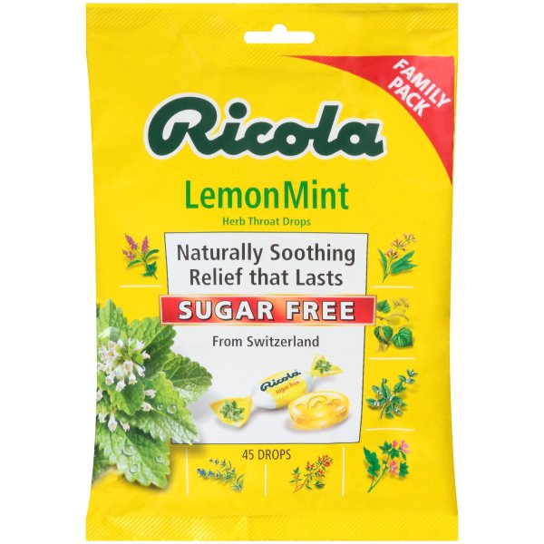 Sugar Free Herb Throat Drops, Lemon Mint, 45 Ct