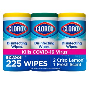 补货：Clorox 消毒湿巾超值组合装 75片 x 3罐, 共225片