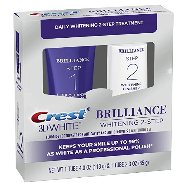 3D White Brilliance + Whitening Two-step Toothpaste, 4.0 oz and 2.3 oz
