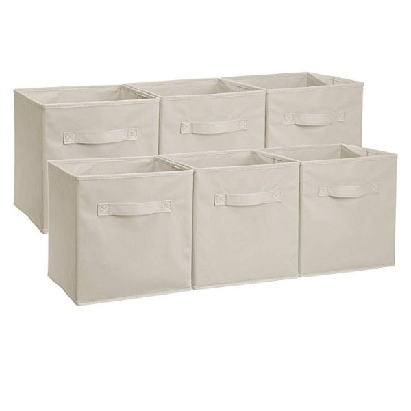 Foldable Storage Bins Cubes Organizer, 6-Pack, Beige