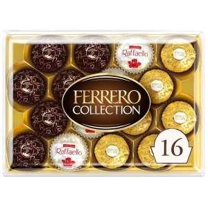 Ferrero RocherCollection Premium Gourmet Assorted Hazelnut Milk Chocolate, Dark Chocolate and Coconut, Luxury Chocolate Gift for Valentine's Day, 6.1 oz, 16 Count