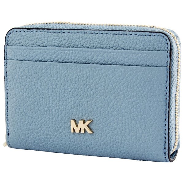 Small Pebbled Leather Wallet- Powder Blue