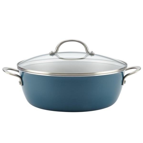 Home Collection 7.5 Qt. Porcelain Enamel Nonstick One Pot Meal Stockpot in Twilight Teal 10129 - The Home Depot