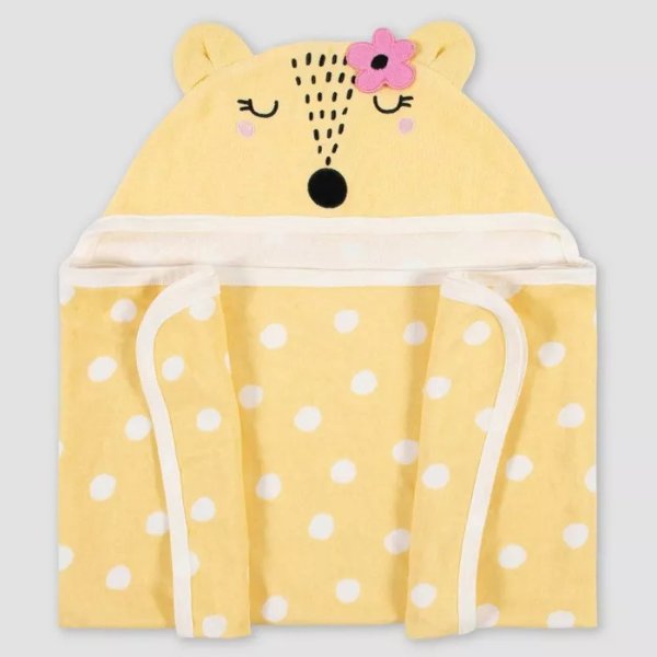 Baby Girls&#39; Fox Hooded Bath Wrap - Gold