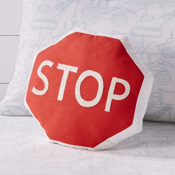 Stop Traffic Sign Throw Pillow + Reviews | Crate & Kids