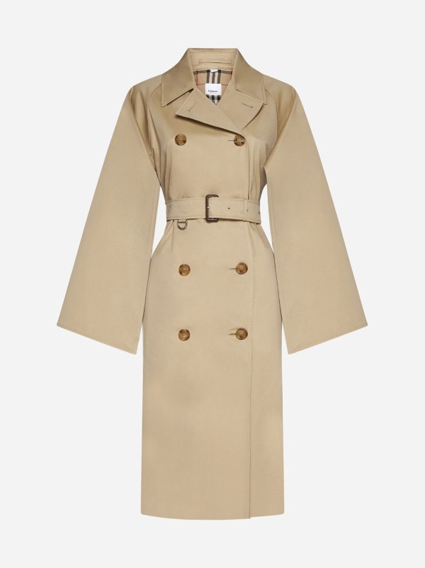 Cotness cotton double-breasted trench coat