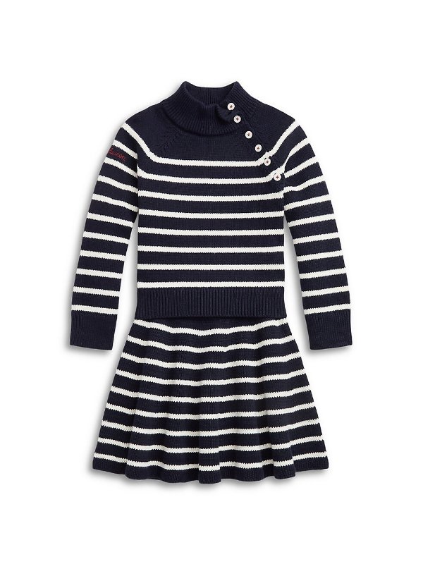 Little Girl's & Girl's 2-Piece Striped Turtleneck & Skirt Set