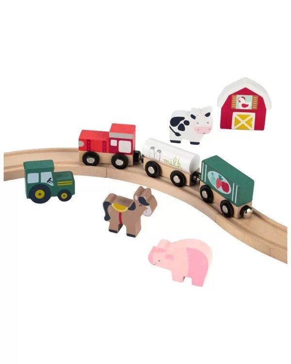 Wooden Farm Animal & Train Set