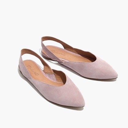 粉色麂皮平底鞋