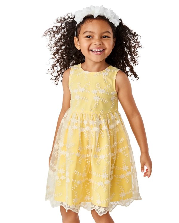 Girls Sleeveless Embroidered Floral Woven Lace Dress | Gymboree - SUNSHINE