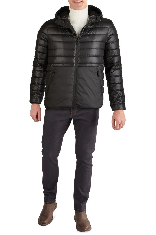Hooded Midweight Quilted Zip Jacket