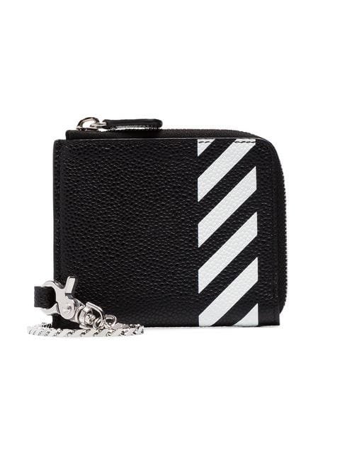 black and white leather wallet with chain