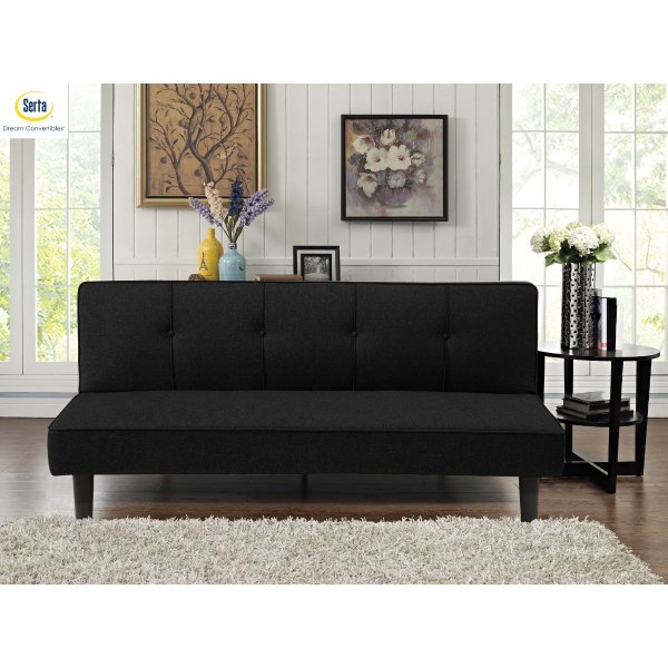 Lifestyle Solutions Serta Milan 3-Seat Multi-function Upholstery Fabric Sofa, Black