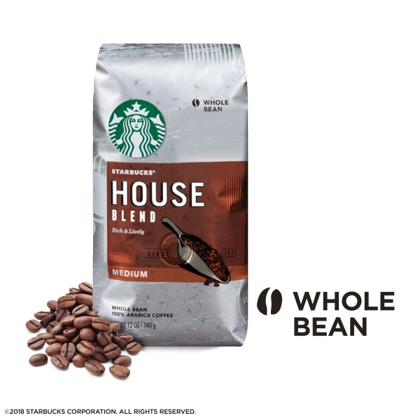House Blend Medium Roast Coffee, Whole Bean, 12-Ounce Bag
