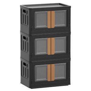 HAIXIN Black Storage Bins with Lids - 47Qt