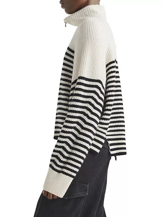Pierce Stripe Cashmere Quarter-Zip Sweater