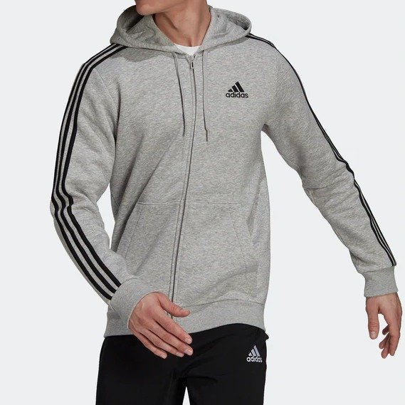 Men's adidas Essentials Fleece 3-Stripes Full-Zip Hoodie