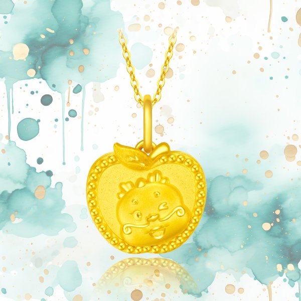 999 Pure 24K Gold Year of Dragon Apple Dragon Necklace