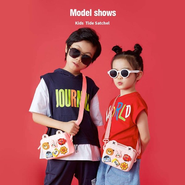 Kids Crossbody Bag Fashion Purse for Toddler Casual Shoulder Bag Mini Camera Bag Pink