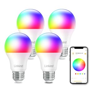 限今天：Linkind 智能彩光LED灯泡 4只装, 智能家居氛围灯低价收