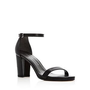 Stuart Weitzman Lessnudist 一字带凉鞋(黑色)