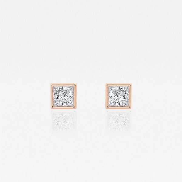 0.50 CTW Princess Cut Lab Diamond Bezel Set Solitaire Stud Earrings